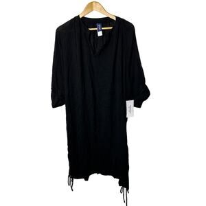 Swimsuits For All Women's 18/20 Black V-Neck Lightweight Cover Up  New